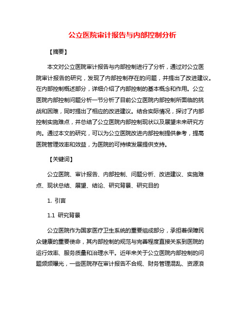 公立医院审计报告与内部控制分析
