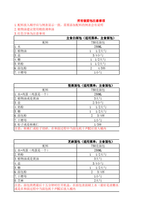 美的面包机做面包食谱(1)