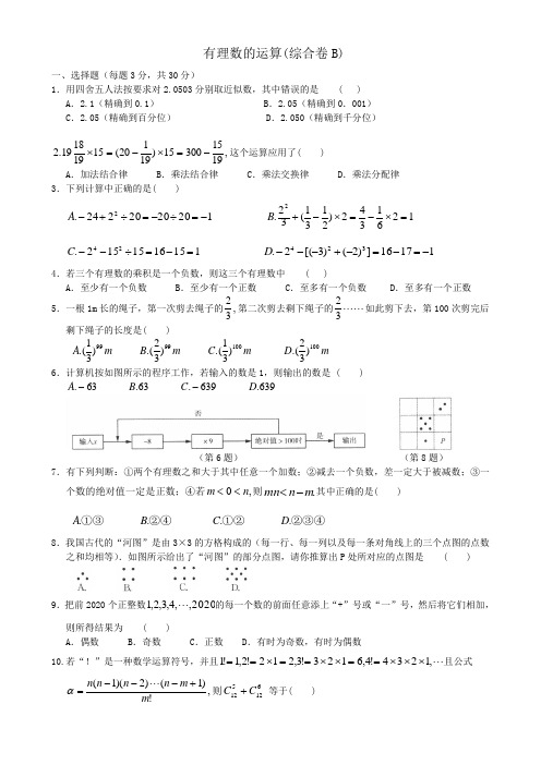 走进重高 培优检测七上 有理数的运算综合卷B