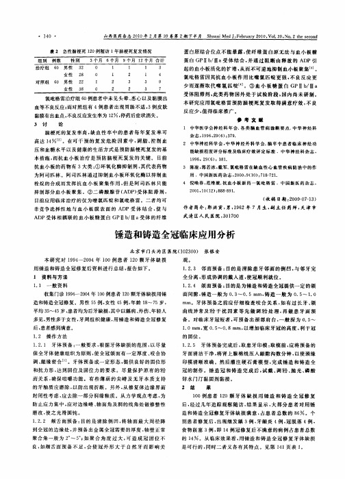 锤造和铸造全冠临床应用分析