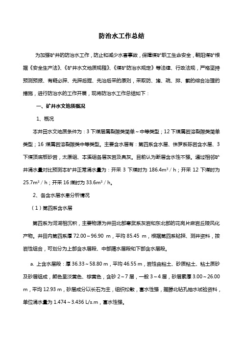 防治水工作总结