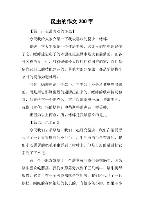 昆虫的作文200字
