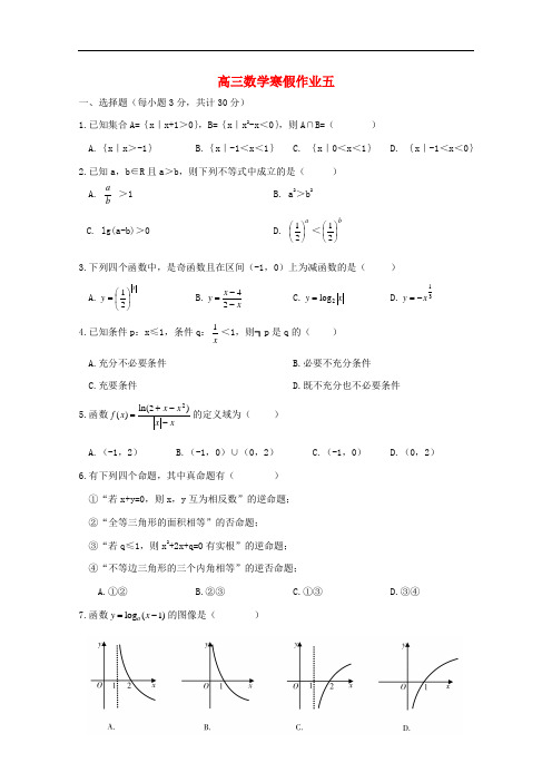 高三数学寒假作业五