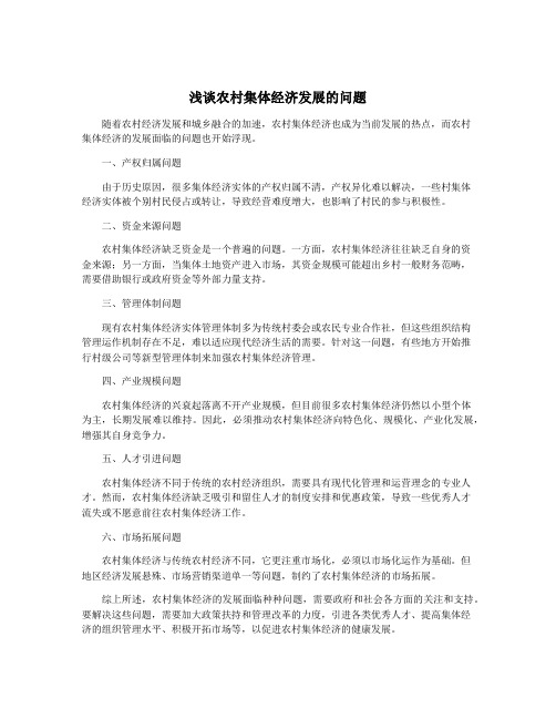 浅谈农村集体经济发展的问题