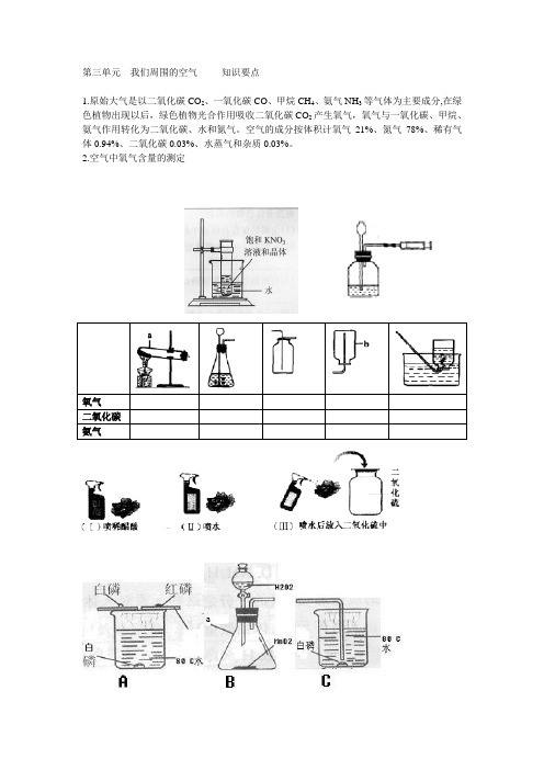 第三单元  我们周围的空气     知识要点
