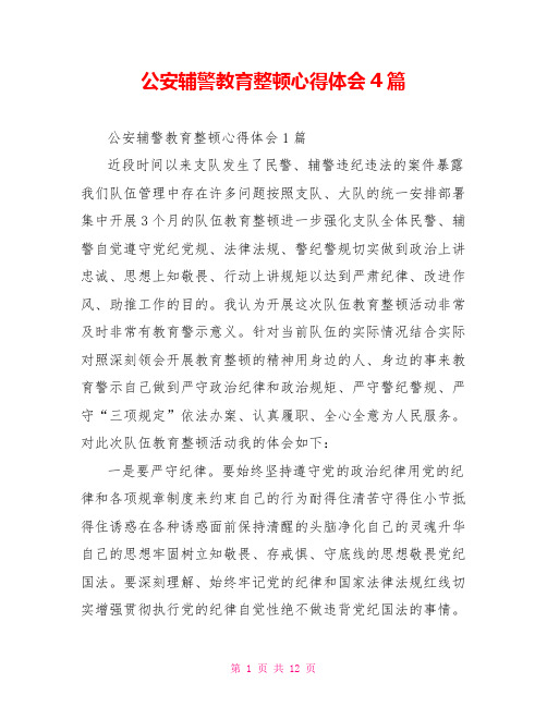公安辅警教育整顿心得体会4篇
