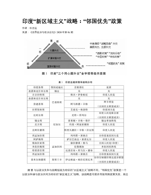 印度“新区域主义”战略：“邻国优先”政策