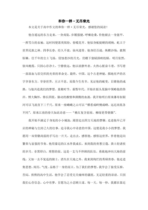 和你一样·无尽荣光_高中作文