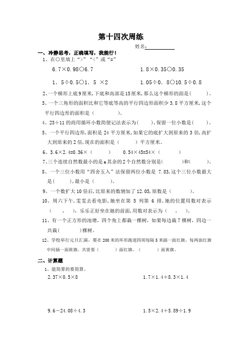 数学第十四次周练