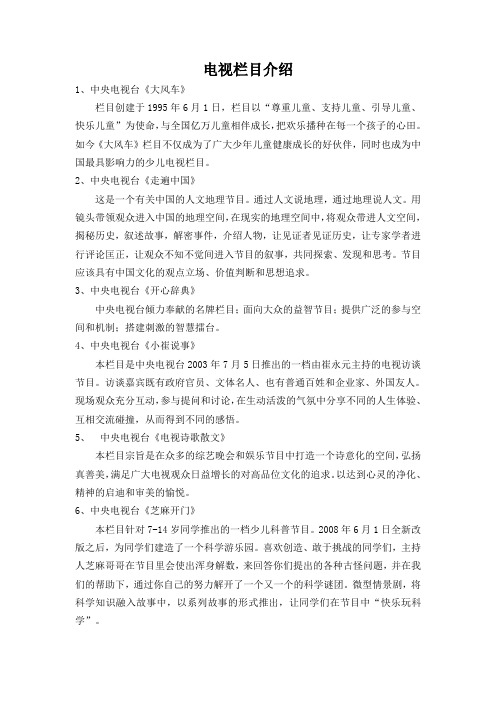 电视栏目介绍
