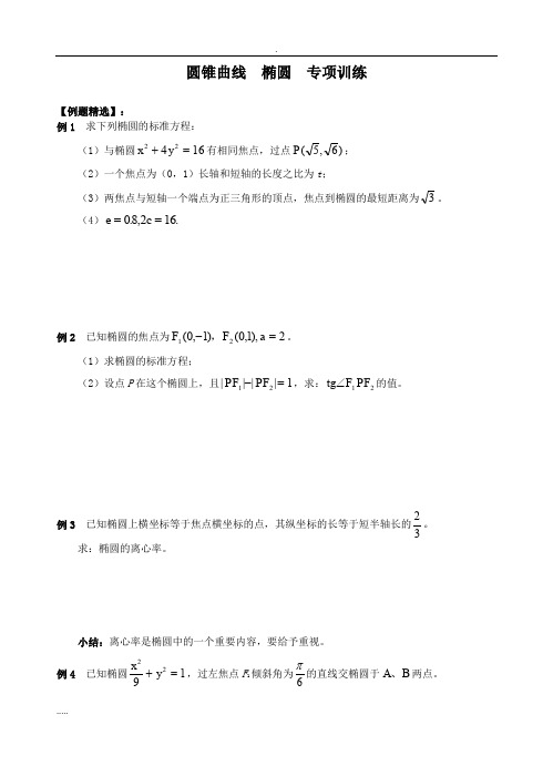 圆锥曲线(椭圆)专项训练(含答案)