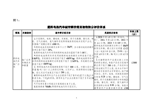 燃料电池汽车城市群示范目标和积分评价体系