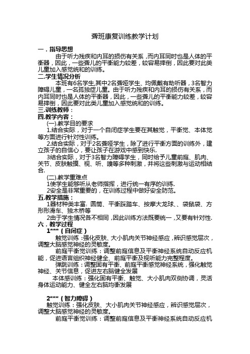 聋哑康复课学年工作计划
