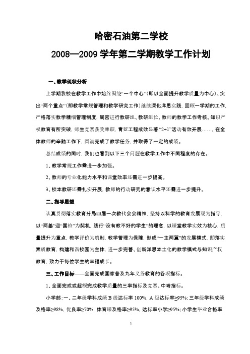 【VIP专享】2008-2009第二学期教学计划