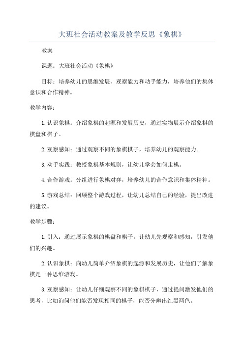 大班社会活动教案及教学反思《象棋》
