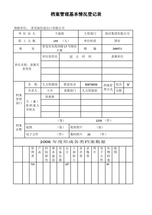 档案管理基本情况登记表 (1)