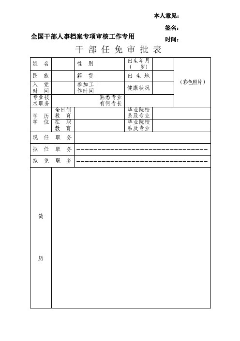 全国干部人事档案专项审核工作专用