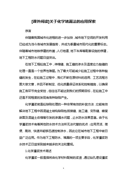 [课外阅读]关于化学堵漏法的应用探索