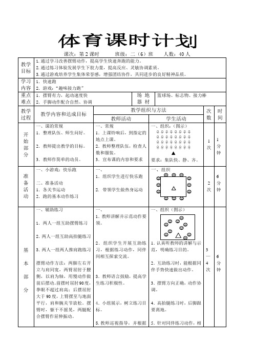 体育课快速跑教案