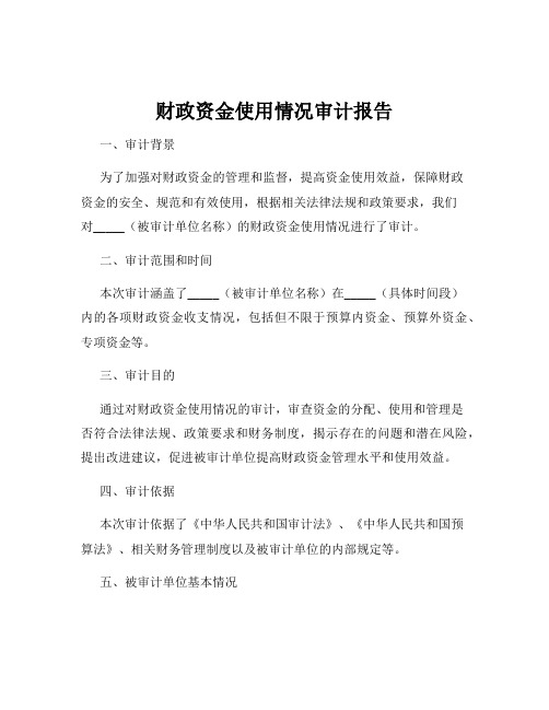 财政资金使用情况审计报告