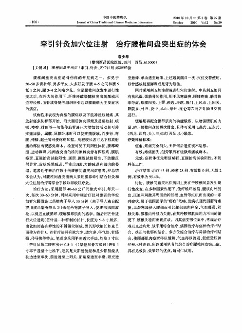 牵引针灸加穴位注射 治疗腰椎间盘突出症的体会