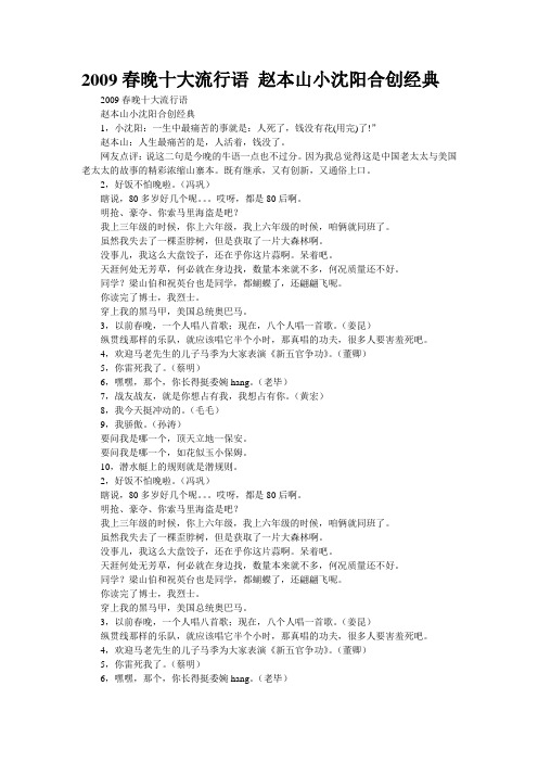 2009春晚十大流行语 赵本山小沈阳合创经典