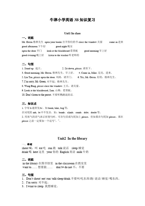 译林版小学英语3B知识点汇总(1)