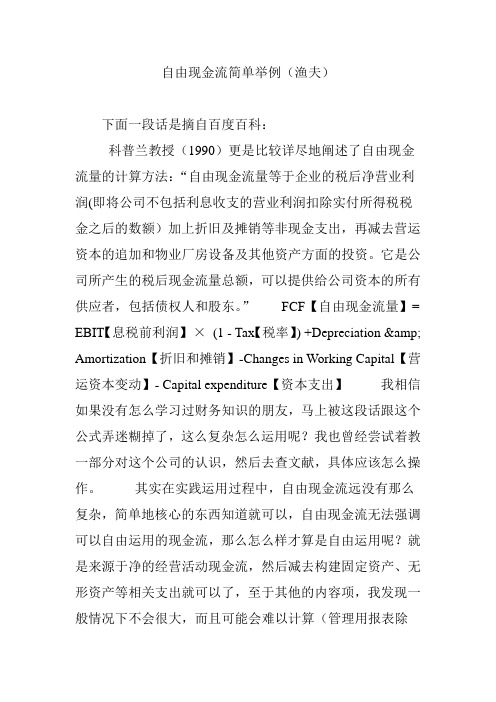 自由现金流简单举例(渔夫)