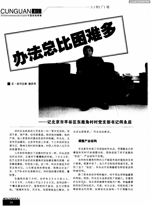 办法总比困难多——记北京市平谷区东鹿角村村党支部书记何永启