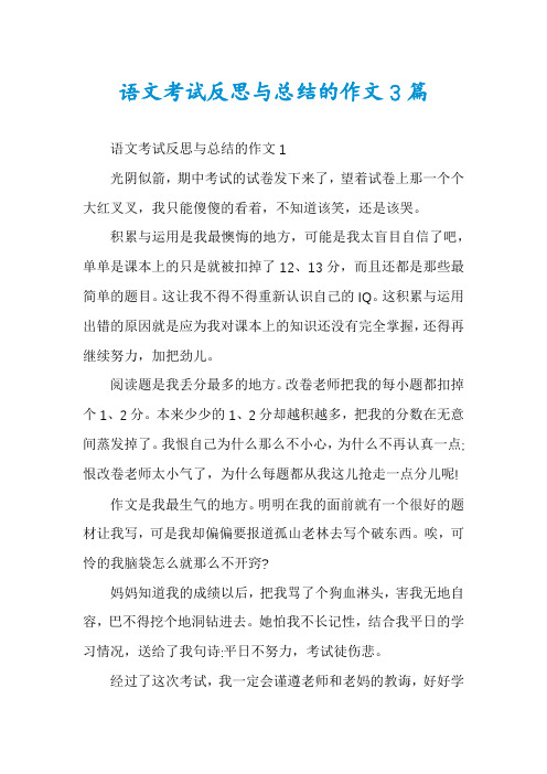 语文考试反思与总结的作文3篇