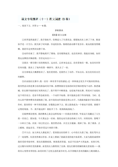精选 中考语文专项集训：散文阅读(B卷)【含答案解析】