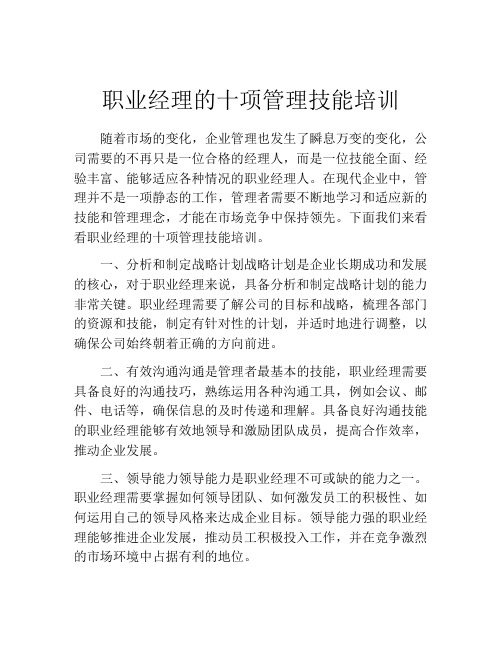 职业经理的十项管理技能培训