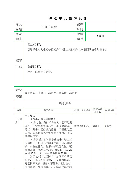 活动策划：生涯拍卖会