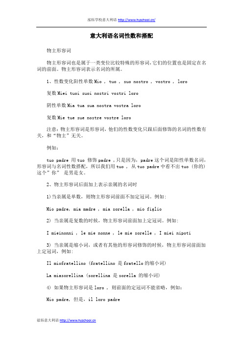 意大利语名词性数和搭配