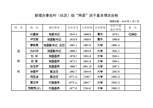 “两委”班子基本情况台帐