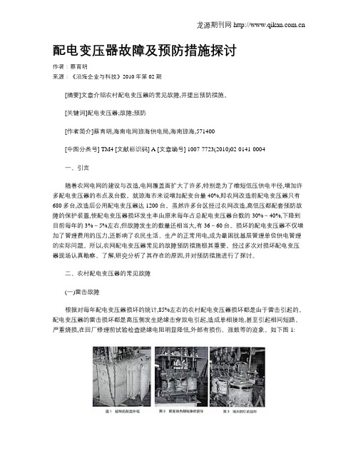 配电变压器故障及预防措施探讨
