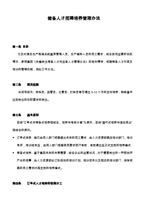 储备人才管理办法