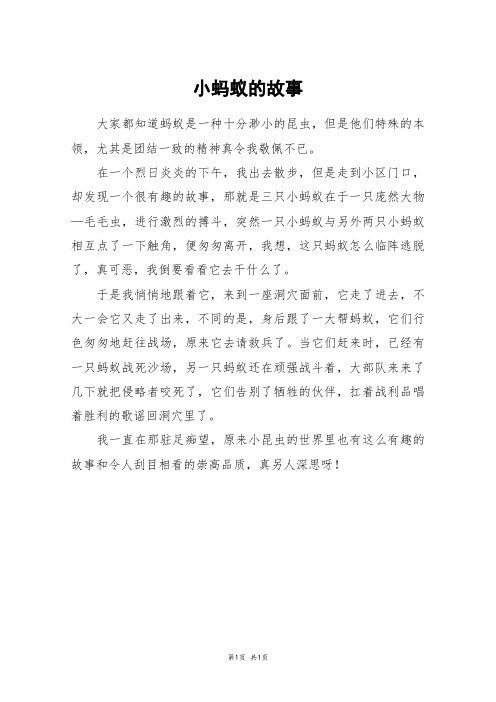 小蚂蚁的故事_三年级作文