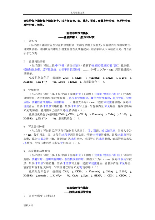 病理诊断报告材料的实用模板