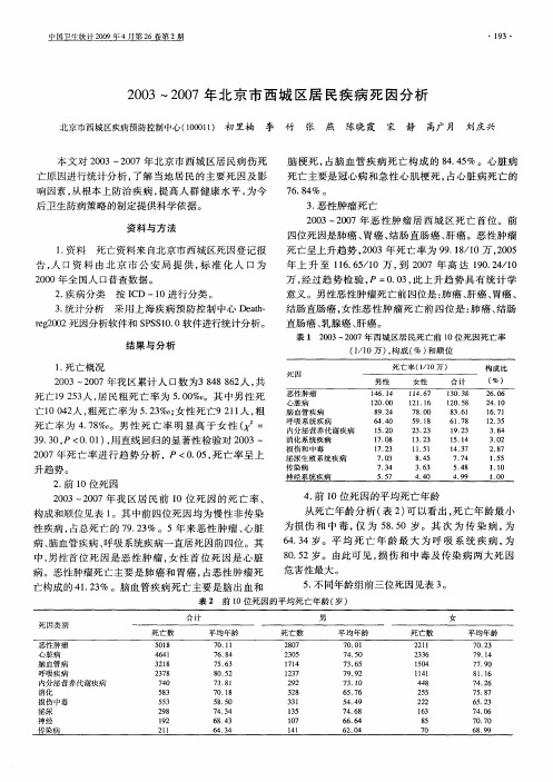 2003—2007年北京市西城区居民疾病死因分析