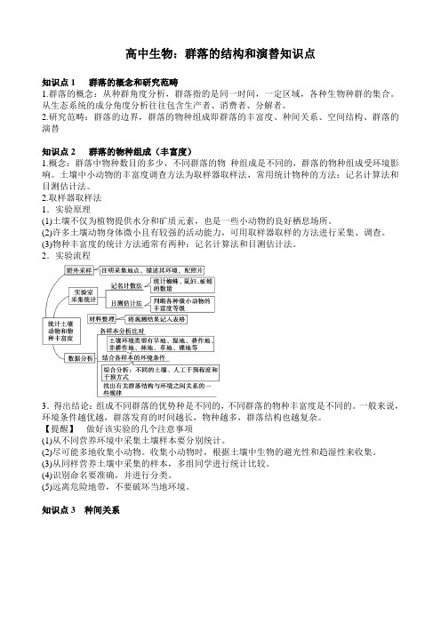 高中生物：群落的结构和演替知识点