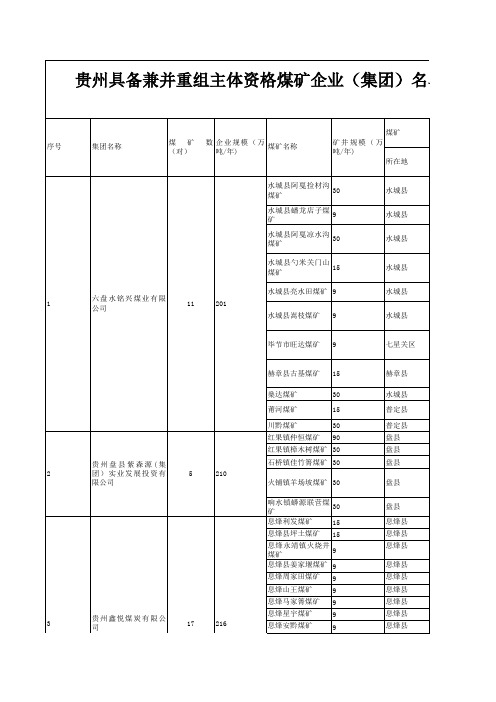 贵州煤矿企业名录详细版本2014.4.18