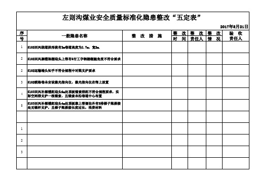 安全大检查五定表