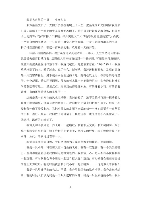 我是大自然的一员——小鸟作文(精选)