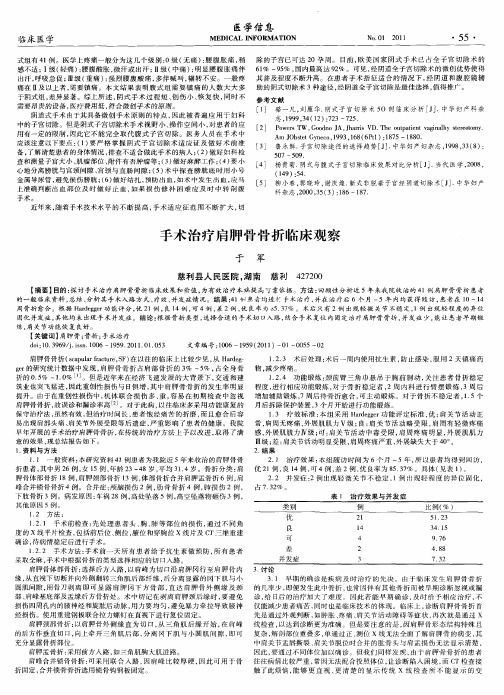 手术治疗肩胛骨骨折临床观察