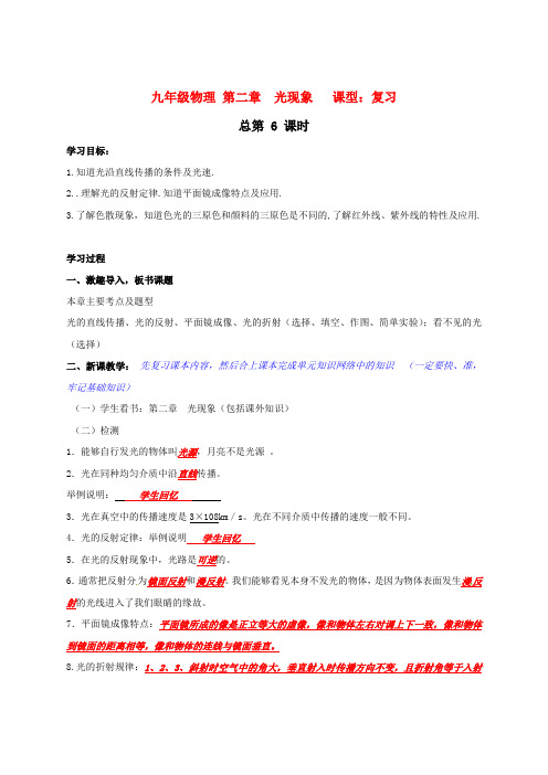 2011年中考物理第一轮复习教案 光现象 人教新课标版 
