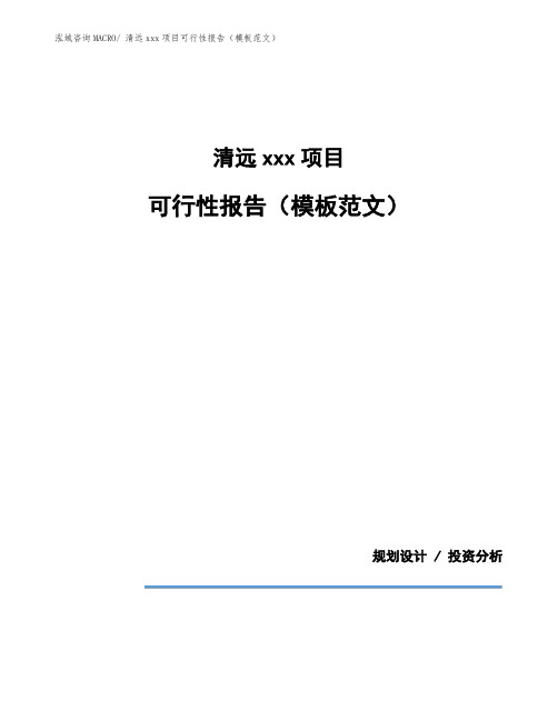 清远项目可行性报告(模板范文)