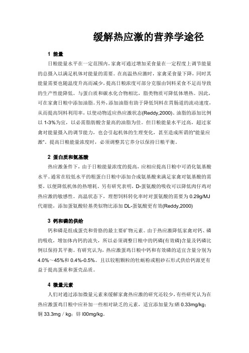 缓解热应激的营养学途径