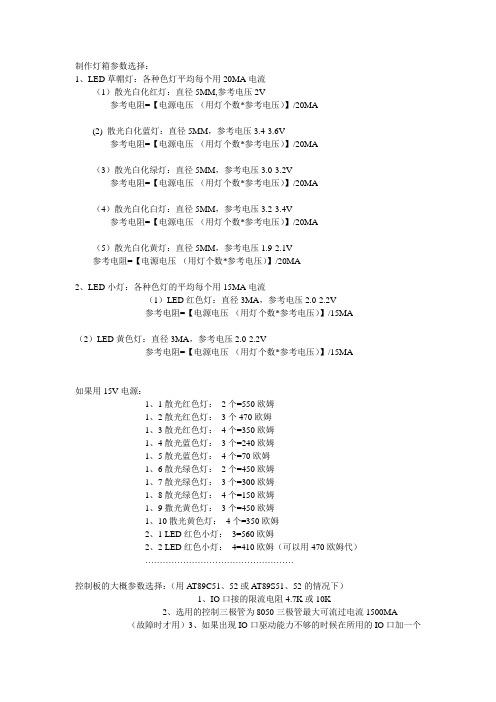 制作灯箱参数选择