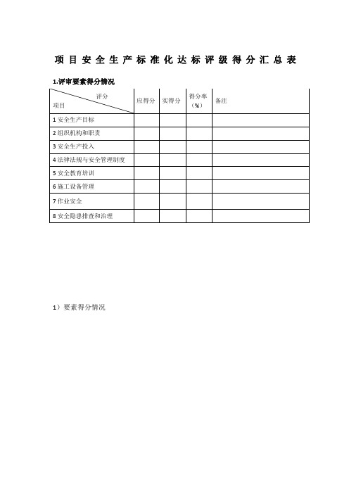 电力建设施工企业安全生产标准化规范及达标评级标准检查表